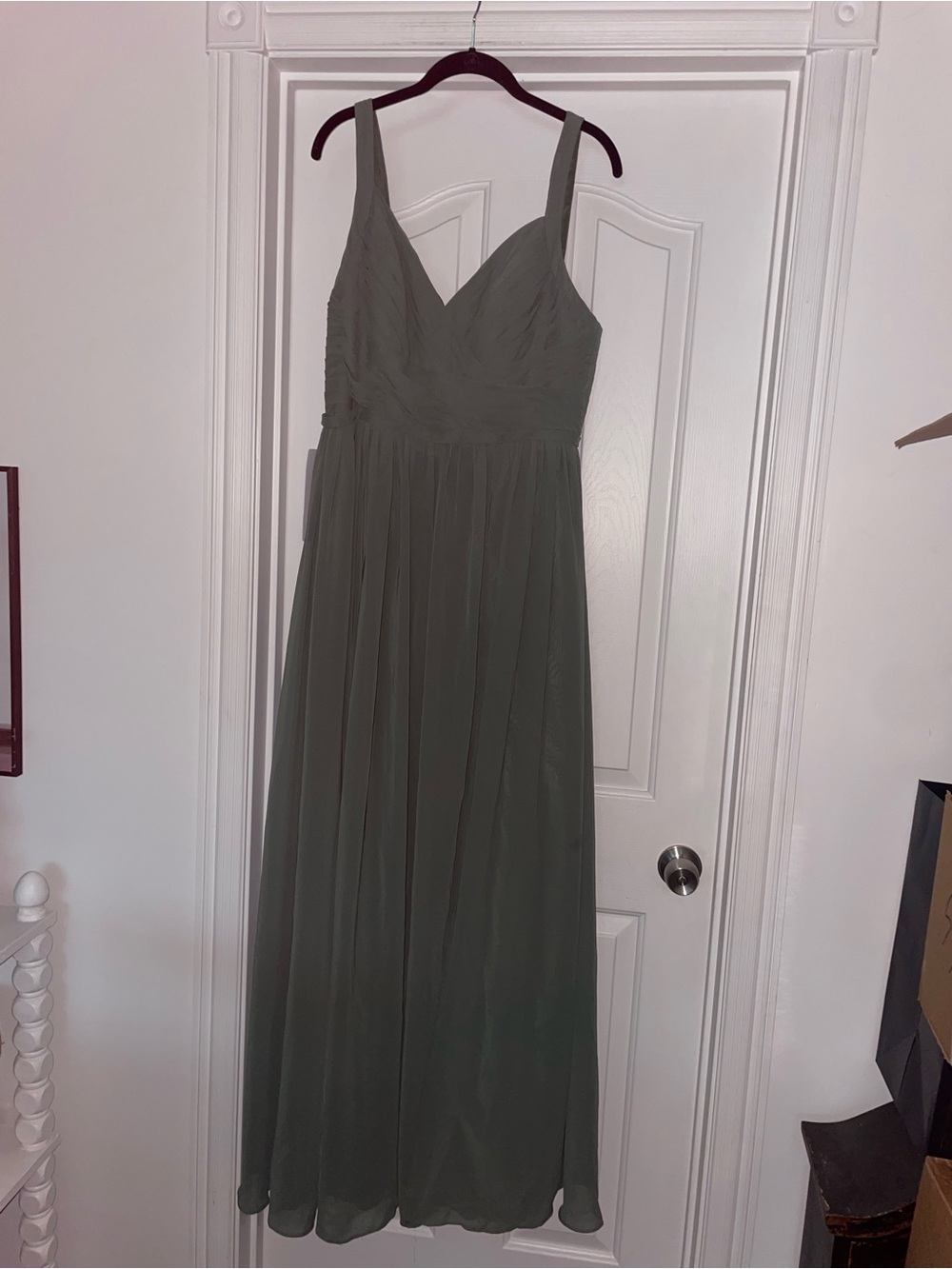 Azazie Chanel Chiffon Dress In Eucalyptus Sz A14 NWT $119 - Picture 8 of 12